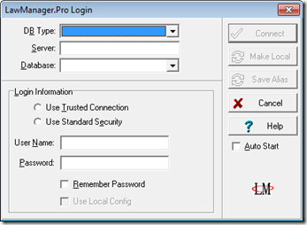 Law Manager login dialog - app working