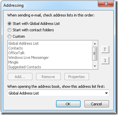 Address Book Tools Options Dialog