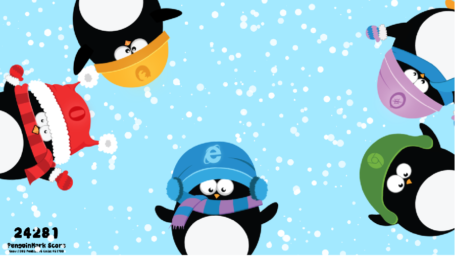 Klicken Sie hier und testen Sie die Festtagsstimmung Ihres Browsers mit Penguin Mark - Screenshot von Penguin Mark