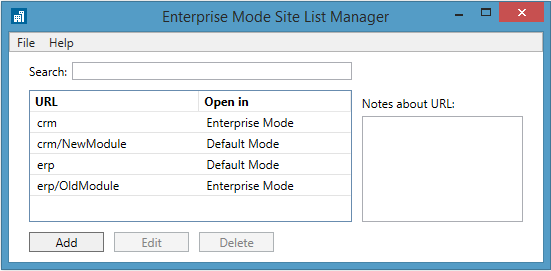Enterprise Mode IE site list manager