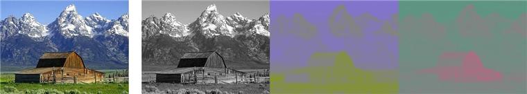 Image du parc national de Grand Teton avec ses canaux Y, Cb et Cr
