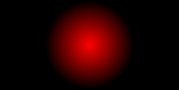 中央が赤色、円の端が黒色の 50px の円形グラデーションの例。長方形の中央に円が置かれます。