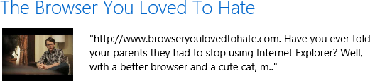 Пример расширенного предварительного просмотра веб-страниц в Internet Explorer 10'