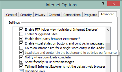 IE11 advanced setting to control preload and prefetch 