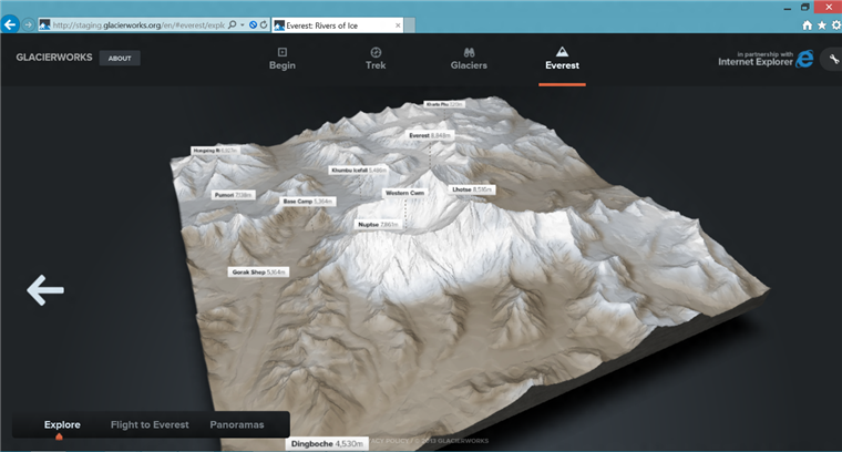 GlacierWorks verwendet WebGL, um Benutzern ein persönliches, interaktives Erlebnis zu bieten, das den Inhalt der Website bereichert