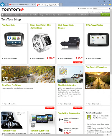 After: Available prices for products appear on tomtom.com