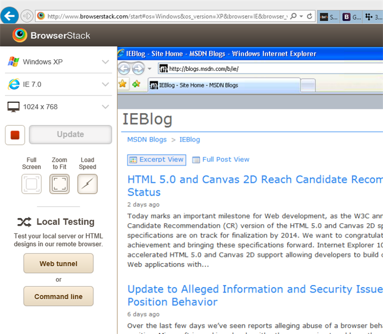 Compatibility testing Internet Explorer with BrowserStack 