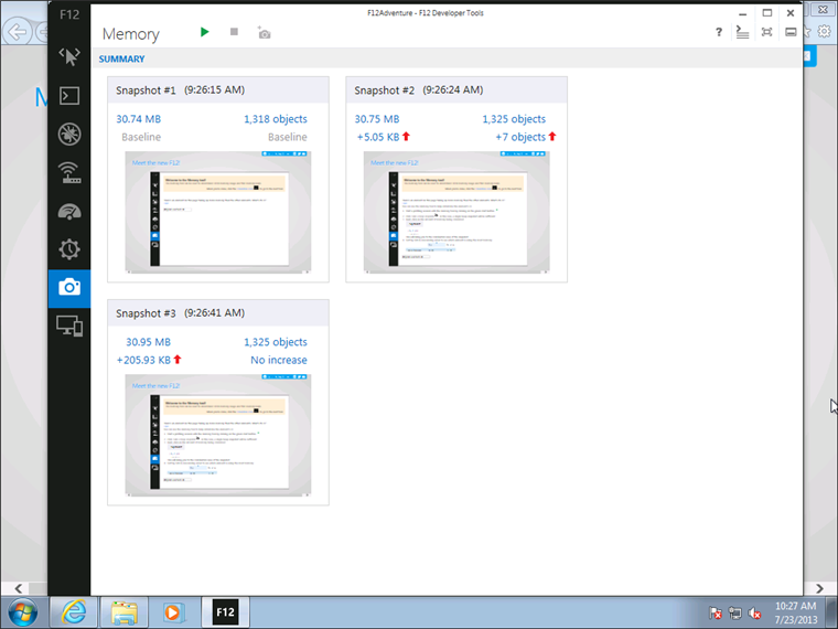 Internet Explorer 11 Developer Preview для Windows 7 включает в себя улучшенные и модернизированные средства разработчика F12 для наглядной отладки и настройки производительности веб-сайтов