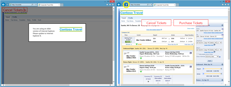 Before and after with Enterprise Mode IE
