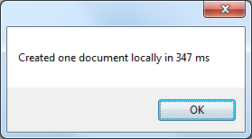 Results of the first document creation run - 347ms