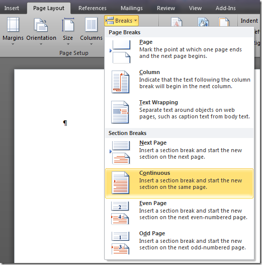 Inserting section breaks manually in Word is easy