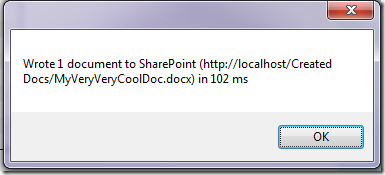 Writing 1 document to SharePoint took 0.1 seconds
