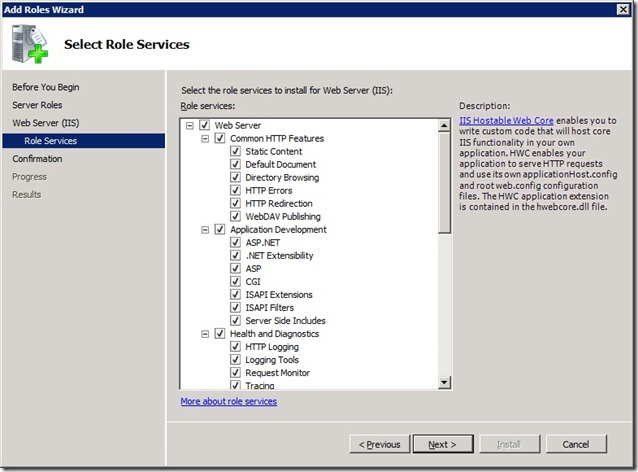 03 - Select all of the IIS services