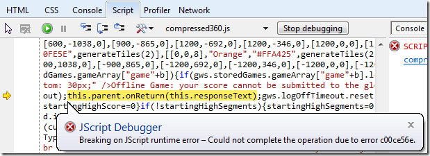 F12 Showing Script error