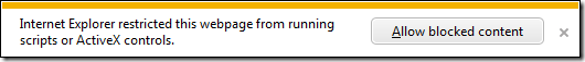 Internet Explorer restricted this webpage notification bar