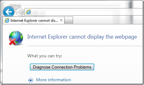 IE cannot display the page error message
