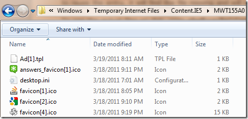 Cached Files in Explorer