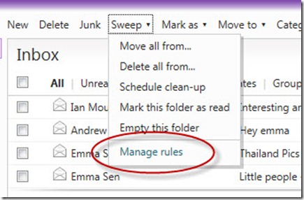Select manage rules option