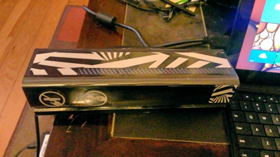The Kinect for Windows v2 sensor, with snazzy decals. Photo: Jim Galasyn