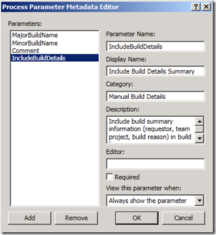 Process Parameter Metadata editor