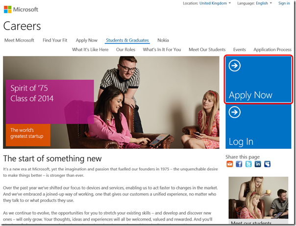 Microsoft UK Apprenticeship Scheme 2014