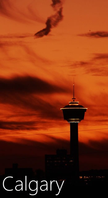 Calgary Tower in the sunset