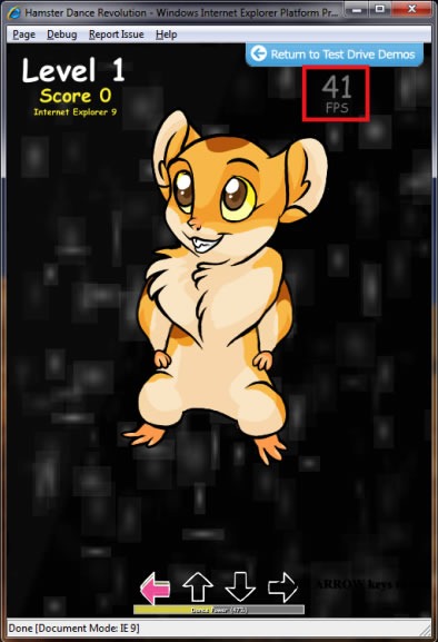 Screenshot of "Hamster Dance Revolution" showing a framerate of 41 fps