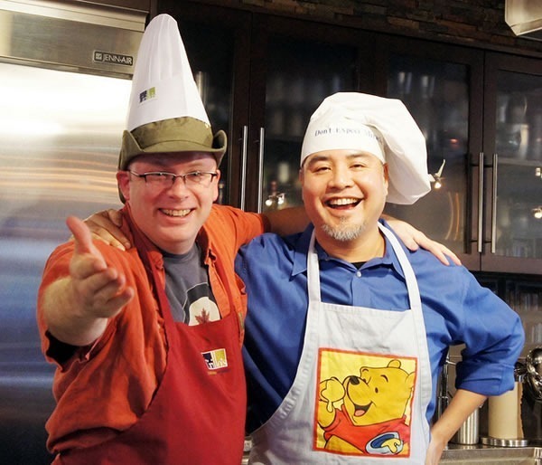 Rick Claus and Joey deVilla in chef hats