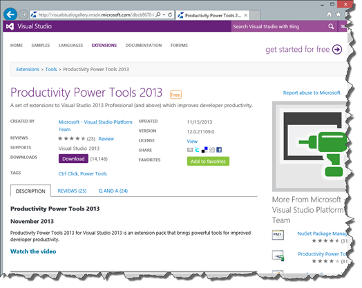 Productivity Power Tools 2013 download page