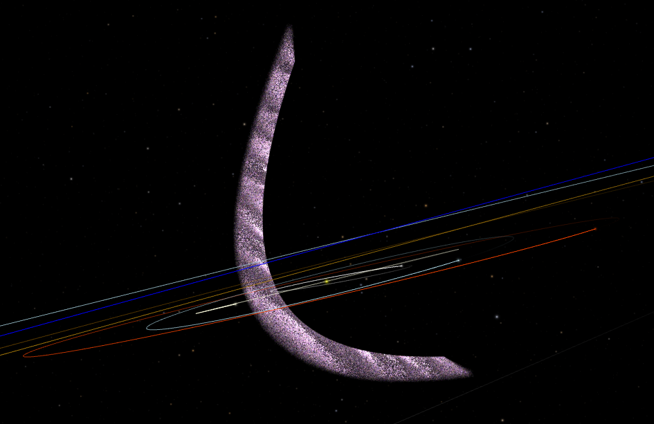 Comet PanSTARRS arc through the ecliptic plane
