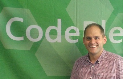 Martin overly excited to stand next to the CodePlex flag