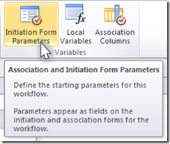 Initiation Form Parameters button