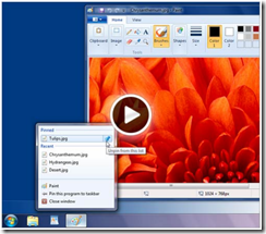 watch video about using Jump lists in Windows 7
