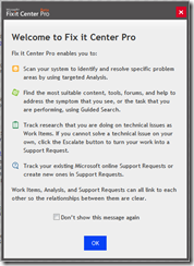 Microsoft Fix it Center Pro automated diagnostic portal