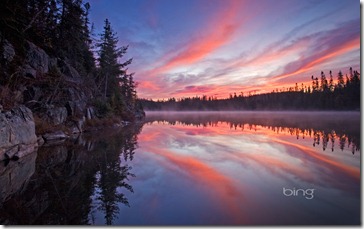 Sunrise at a lake near Wawa, Ontario, Canada