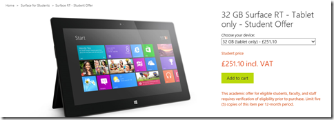 Surface RT student offer