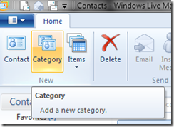 add a new category in Windows live Mail