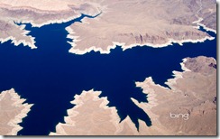 Aerial of Lake Mead and land erosion near the border of Arizona and Nevada./Nevada, United States, North America