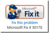 Microsoft Fix it 50170