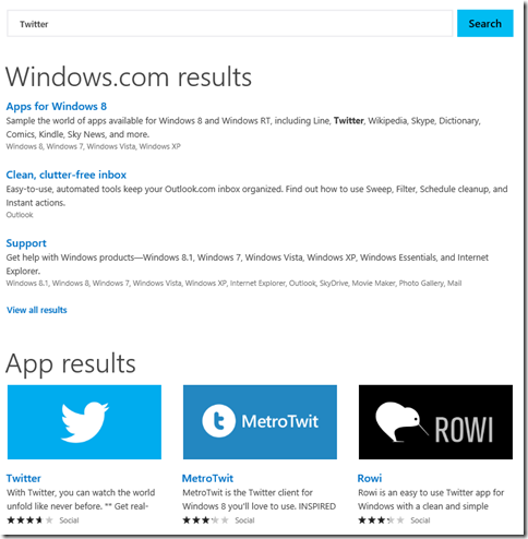 Windows web search