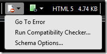 Status bar showing compatibility error