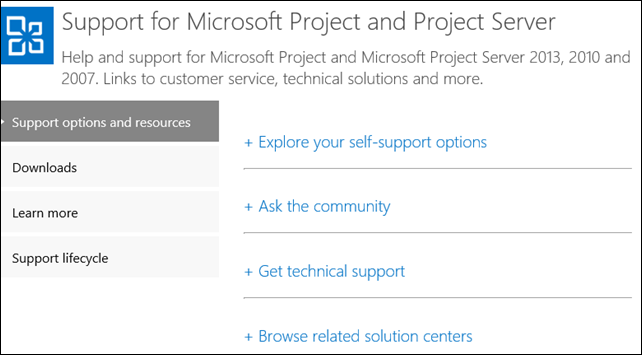 Support for Microsoft Project and Project Server