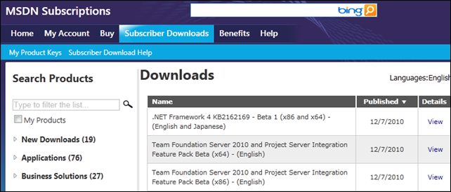 Team Foundation Server 2010 and Project Server Integration Feature Pack Beta