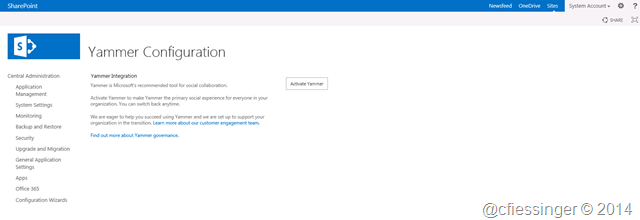 Yammer Configuration