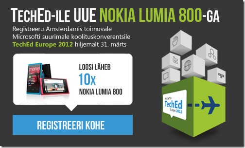 Eesti TechEd Europe 2012 osalejatele 10 Nokia Lumia 800 Windows Phone nutitelefoni