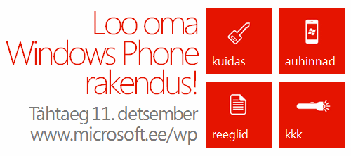 Windows Phone rakenduste võistluse tähtaeg 11. detsember läheneb