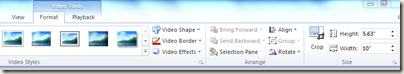 Video Editor Toolbar, right side in Power Point 2010