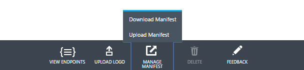 Machine generated alternative text: VIEW Manifest MANAGE MANIFEST UPLOAD Lca 