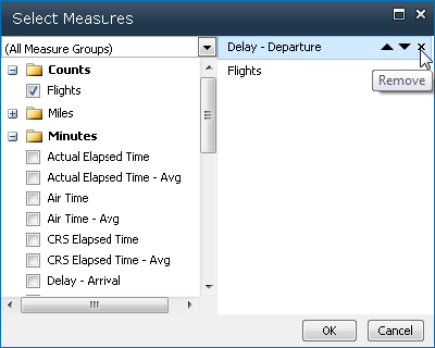 Screen capture of selecting measures