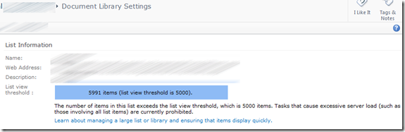 Blog - docs checked out to me - list threshold exceeded